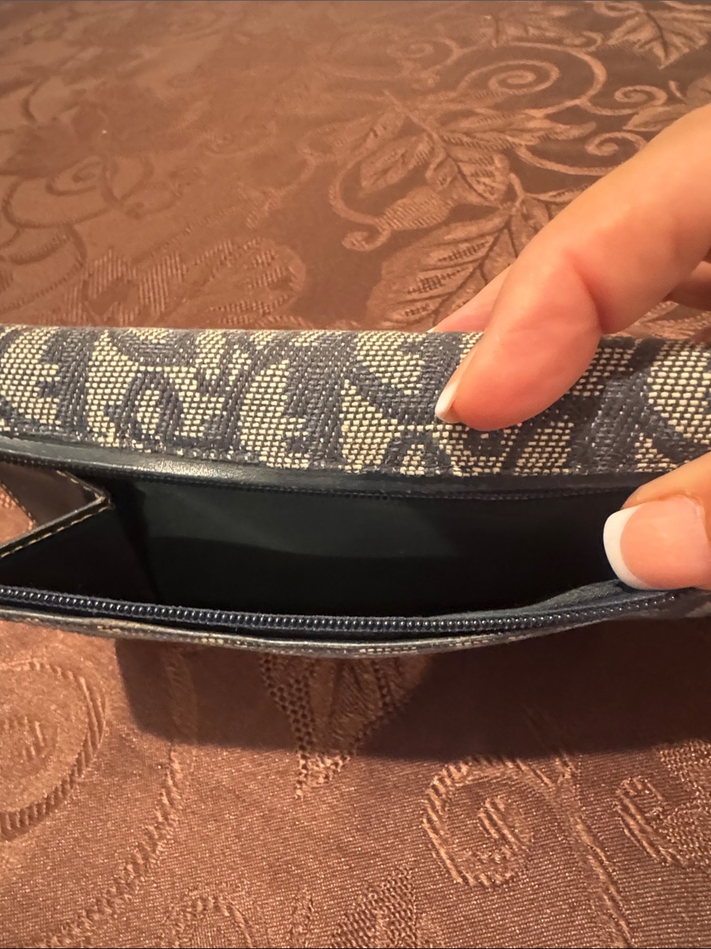 Dior Navy/Beige Oblique Canvas Saddle Wallet - Picture 6 of 15